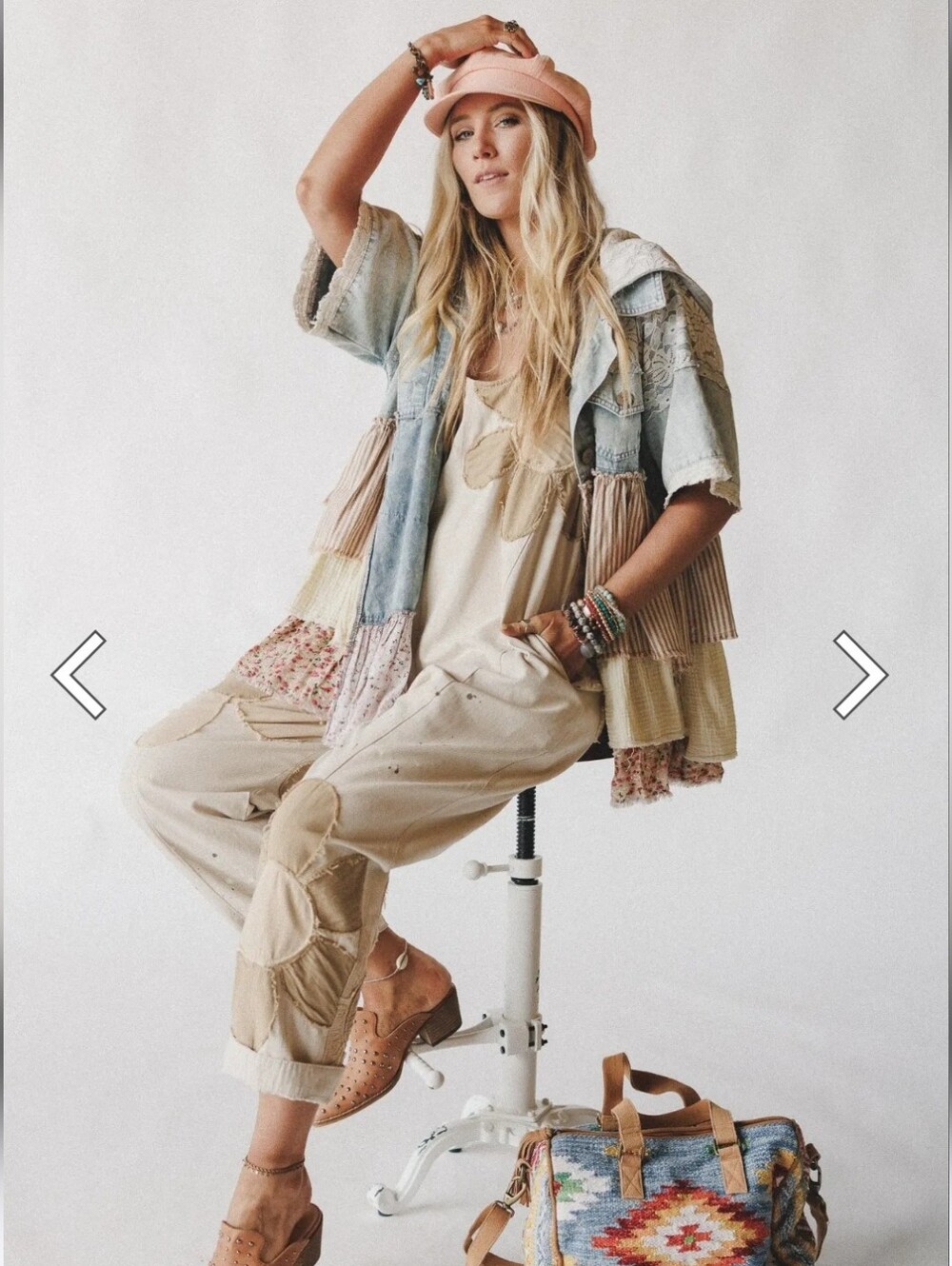 Three Bird Nest Boho Patchwork Beige Jumpsuit - Relaxed Women's Jumpsuit